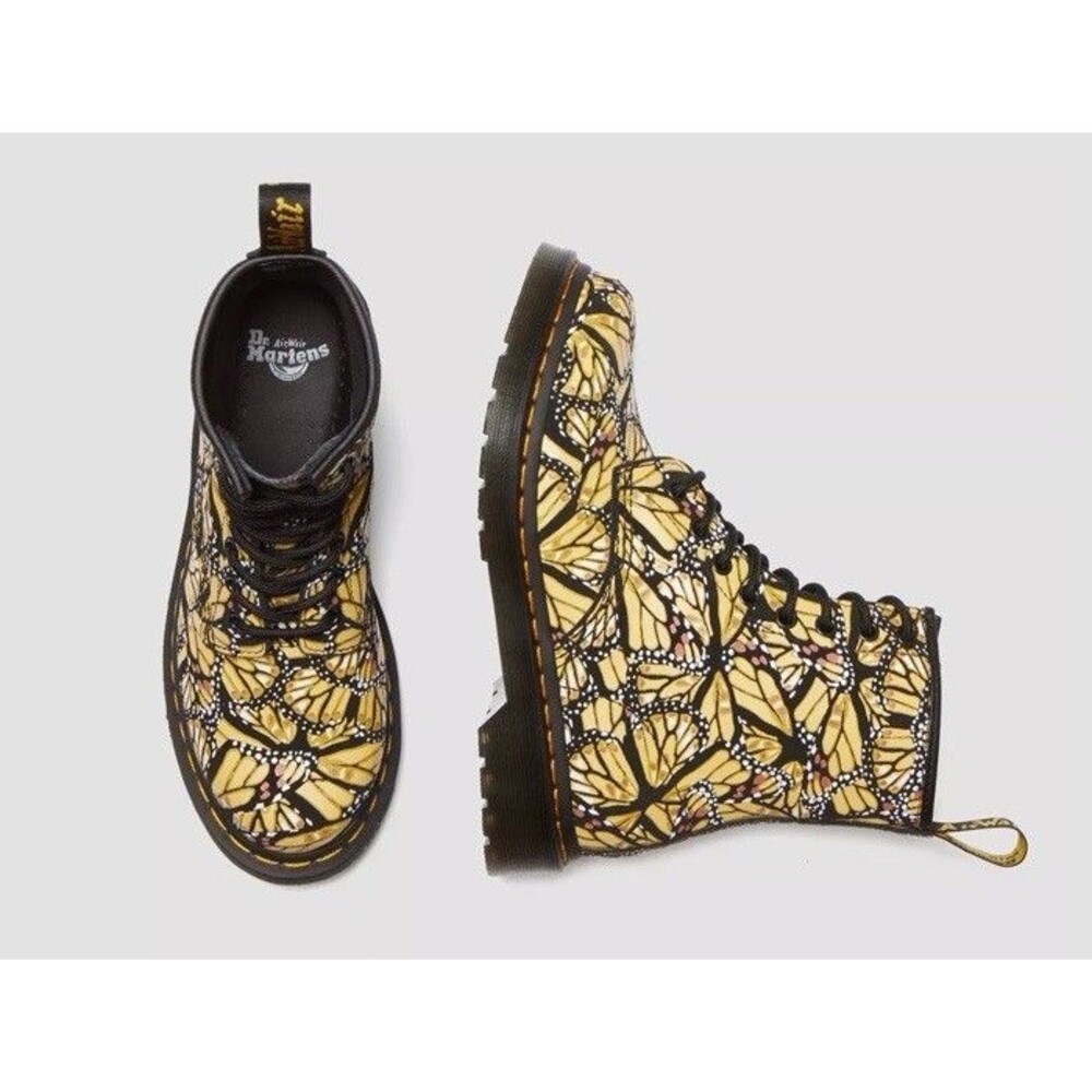 Dr. Martens 1460 8-Eye Butterfly Yellow & Black Boots Women's Size 7 Grunge NWOT